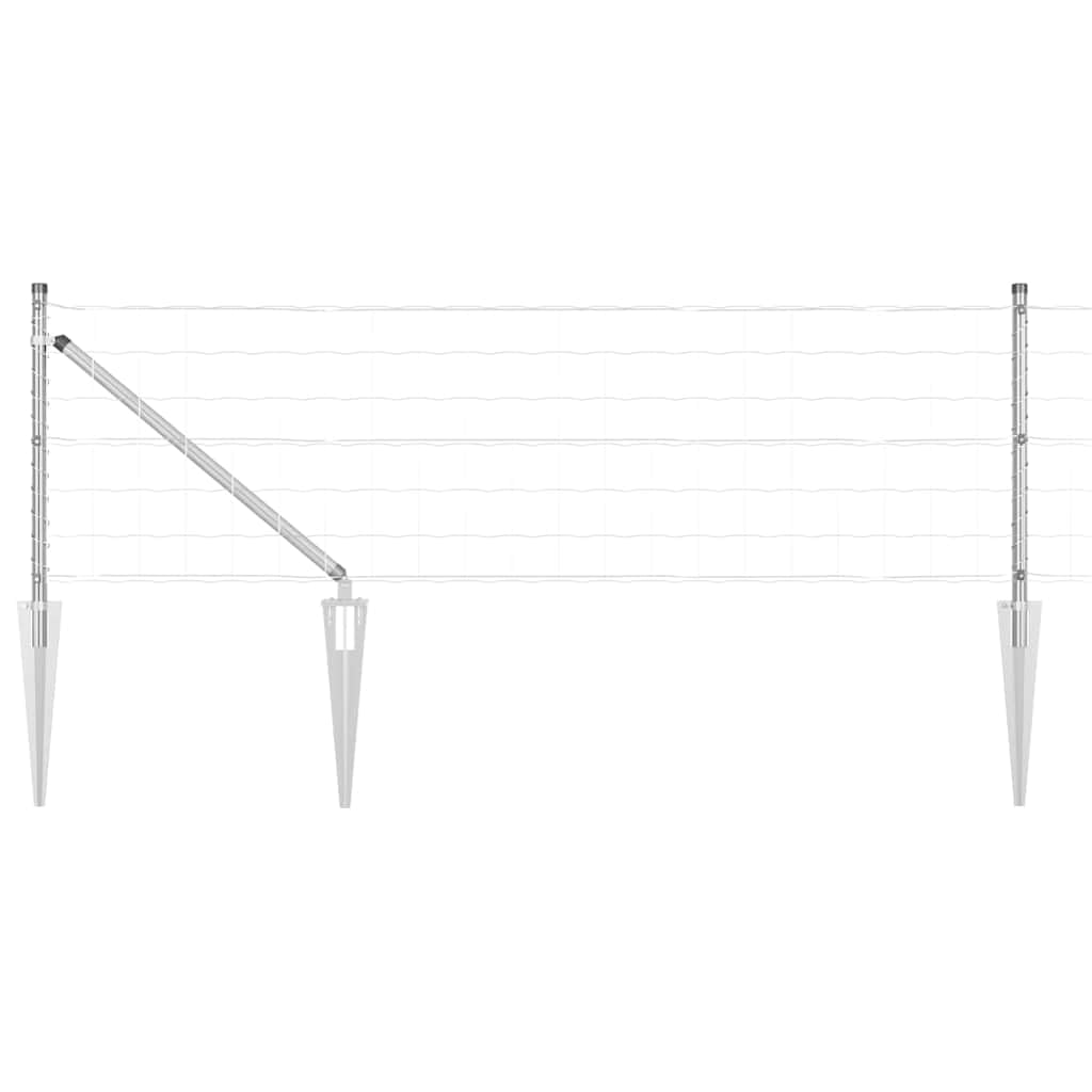 Steel Garden Fence Panel Set with Posts Silver 0.4 x 25 m Outdoor Boundary Kit Weather Resistant for Pet Enclosure Backyard Terrace Lawn Customizable Setup
