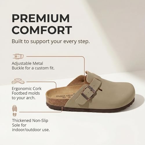 Image of EMMA NEW YORK Womens Clogs Mules Slip-On for Women with Arch Support Cork Footbed Potato Shoes