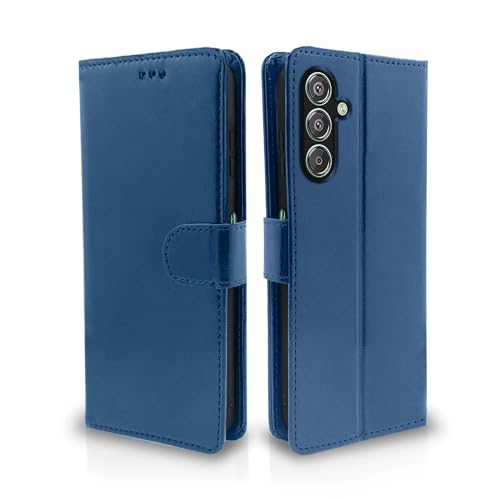 Pikkme Flip Cover Leather Finish | Inside TPU with Card Pockets | Wallet Stand and Shock Proof | Complete Protection Flip Case for Samsung Galaxy F15 5G / M15 5G / M15 Prime 5G (Blue)- Best and cheap mobile covers in India