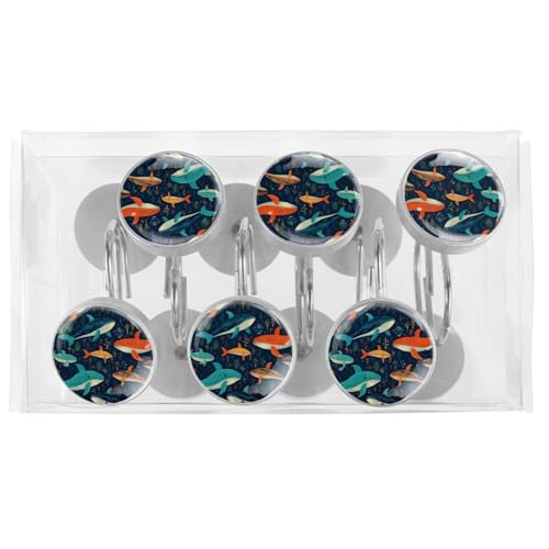 Ganchos de cortina de ducha con ballenas de colores para un baño infantil y alegre 6