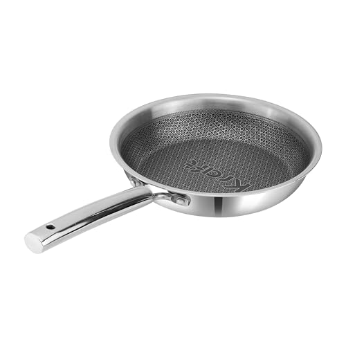 Image of Kraft Futuretec Pro Triply Stainless Steel Honeycomb Frying Pan 24 cm, 2.2 litres | Non Stick Fry Pan for Omelette | Stick-Resistant Hexa Design | Metal Spatula Safe | Induction & Gas Compatible