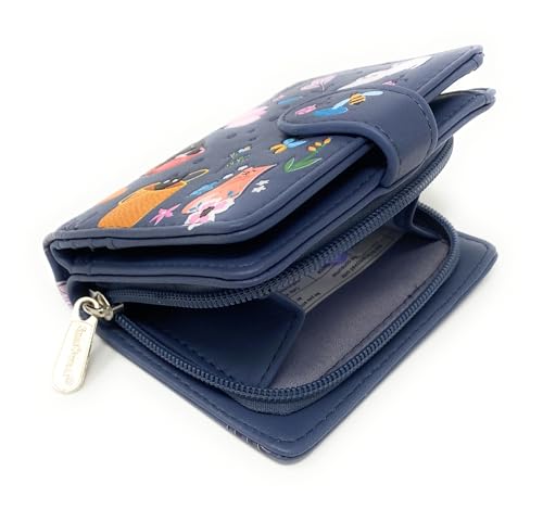 Shag Wear Cats in the Garden Small Wallet for Women and Teen Girls Vegan Faux Leather 4.5" Grey3