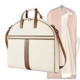 MISSLO Carry on Garment Bags for Travel for Women 56' Foldable Dress Bag with Large Pockets Bag Suit Luggage Garment Bag with Shoulder Strap for Business, Wedding, Hanging Clothes, Beige