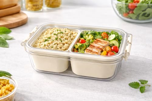 Image of Vasukie Divided Fridge Storage Boxes With 4 Serving Veggie Tray with Lid and Handle, Fridge Organizer with Removable 4 Compartment, Fridge Storage Containers (2 Small Compartment - 1PC)