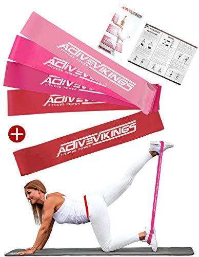 ActiveVikings Loops 5er Set Valkyrie Edition - Ideal für Muskelaufbau Physiotherapie Pilates Gymnastik und Crossfit - Fitnessband Widerstandsbänder Fitnessbänder