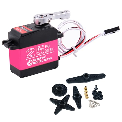 Geekstory DS3225 25KG Digital Servo Motor 270 Degree High Torque Full Metal Gear RC Servo with 25T Servo Arm Horn IP66 Waterproof for 1/8 1/10 Baja RC Cars Crawler Buggy Truggy