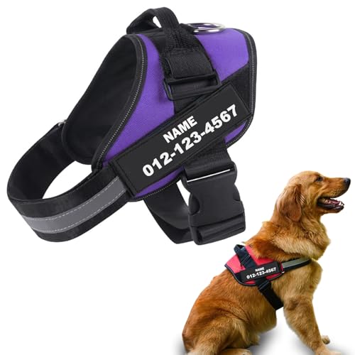 Pettorina per cani antitiro, personalizzabile con nome e numero di telefono, gilet riflettente regolabile per evitare tiri, soffocamento, per addestramento e passeggiate, adatta a cani di taglia