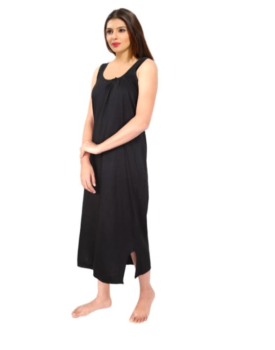 Image of Women's Sleeveless Maxi Night Dress, Spaghetti Strap Nighty, Comfortable Sleepwear Pack of 2