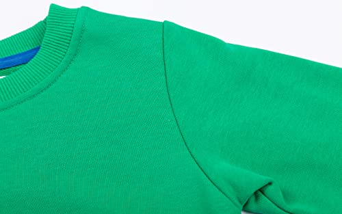 Littlespring Green Sweatshirt For Boys Cute Sweatshirts 5T Basic Crewneck Sweatshirts For Little Girl Clothes Jersey Pullover Plain Cotton #TOP2