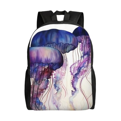 16in Lightweight Travel Backpack Jellyfish Purple Ocean Art Casual Daypack for Outdoor Enthusiasts, Business Men & Women, Travel Ready Design