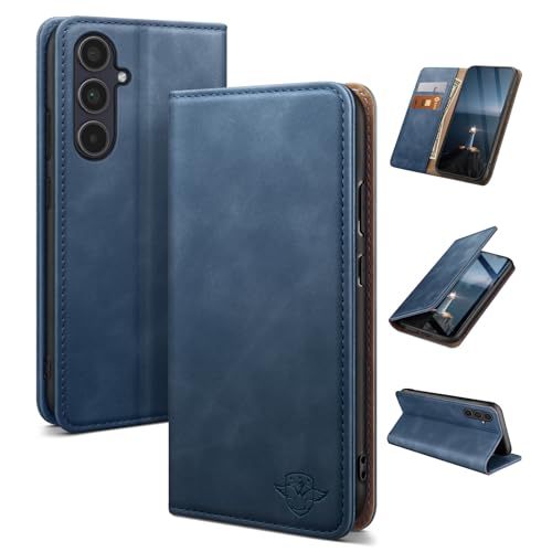 Étui Samsung Galaxy A16 flip cuir magnétique bleu foncé RFID