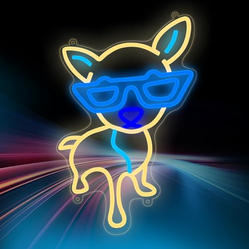 Image of Dog Neon Sign for Wall Decor, 14.4x9.7 Inch Dog LED Light Sign for Birthday Party Home Decorations for Beauty Bar Coffee Shop Logo, Congrats Birthday Gifts for Children Warm White