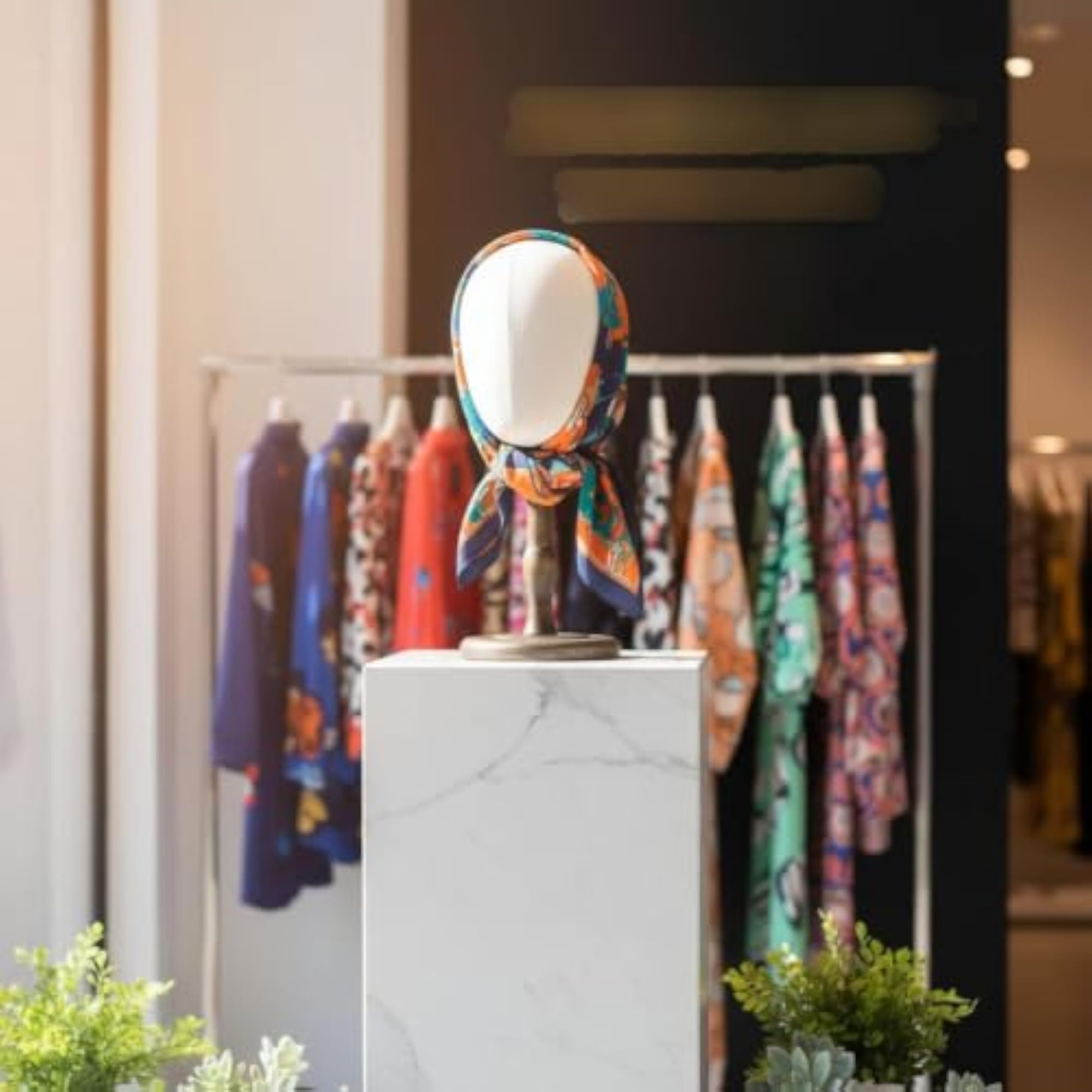 Linen Covered Textile Mannequin Head Stand for Display