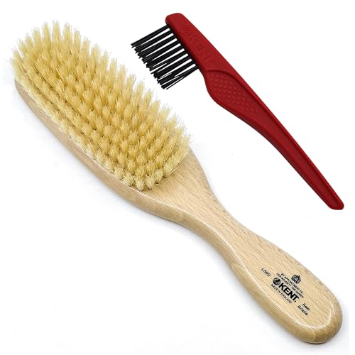 Kent LS9D Satinwood Pure Soft White Bristle Narrow Hair Brush – Boar Bristle Brush for Thin Hair. Luxury Styling, Straightening, and Smoothing. Ideal for Women. Made in England