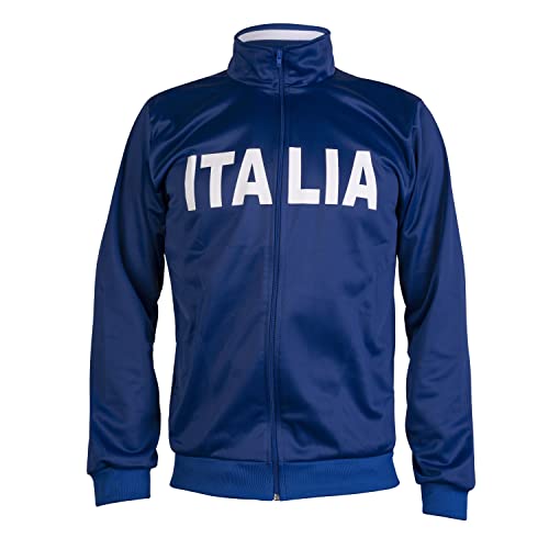 JL Sport ITALIA Veste de l'équipe nationale d'Italie 1990 Style rétro Vintage Track Soccer Top, bleu, XL