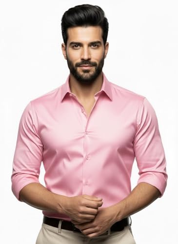 Image of Men's Solid Satin Full Sleeve Soft Finish Regular Fit Shirt for Casual Wear