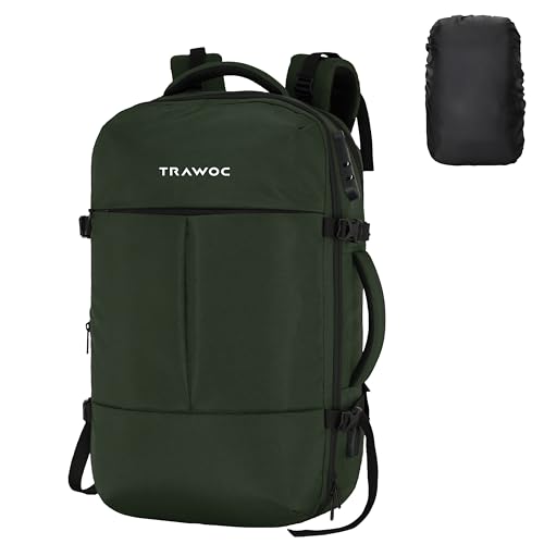Image of TRAWOC 45L Laptop Backpack TPB01 | Unisex Office & Travel Bag with Anti-Theft Lock, Expandable Storage, USB Charging, Suitcase-Style Opening & 3-Year Warranty