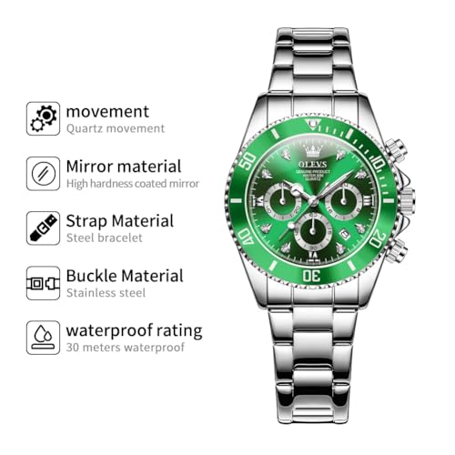 Image of OLEVS Womens Watch Fashion Dress Diamond Female Watches for Ladies Analog Stainless Steel Waterproof Luminous Day Date Two Tone Wristwatch