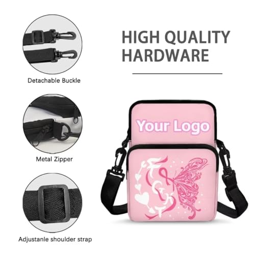 Image of Crossbody Bag for Women Sling Purse Pink Ribbon Cell Phone Holder with Straps