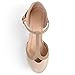 Brinley Co Womens Cut Out Round Toe T-Strap Two-Tone Matte Mary Jane Pumps Nude, 7 Wide Width US