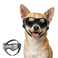 Namsan Hundebrillen für Extra Kleine Hunde UV-Schutz Hunde Sonnenbrille mit Verstellbare Riemen Motorradbrille für Kleine Hunde, Schwarz