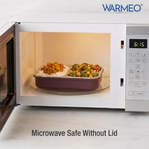Image of WARMEO BENTO Microwave-Safe Stainless Steel Lunchbox with 3 compartments,bpa Free,Perfect for Office, School, Travelling, 750ml-Pink