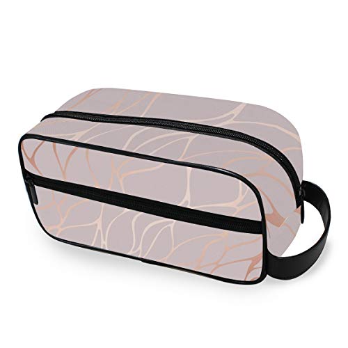Preisvergleich Produktbild QMIN Tragbare Kulturtasche Rose Gold Marmor Print Kulturbeutel Reise Multifunktion Kosmetiktasche Make-up Tasche Aufbewahrungstasche für Jungen Mädchen Damen Herren