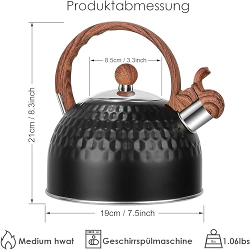image for Sorfity Tea Pot Stovetop, 85 OZ / 2.5 L Whistling Tea Kettle for Stove