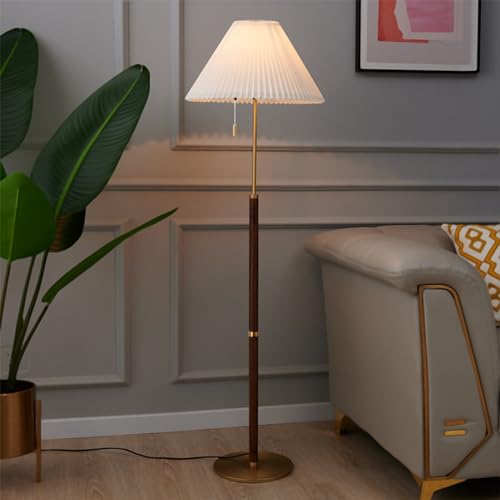 Lámpara de pie de imitación madera para leer sin fatiga visual en casa