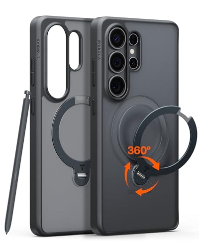 Image of TORRAS Q3 Spin for Samsung Galaxy S26 Ultra Case with 360 Magnetic Stand, Compatible with Magsafe, 4X Military-Grade Shockproof S26 Ultra Phone Case with Kickstand, Translucent Frosted Black
