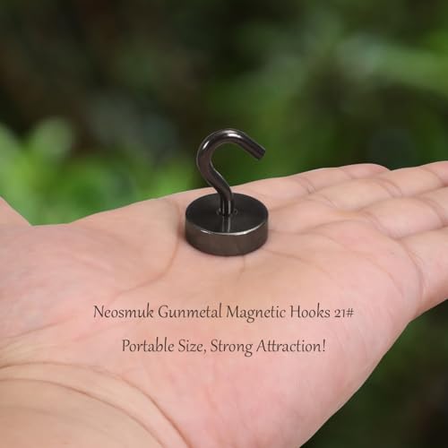 Image of Neosmuk Magnetic Hooks Steel Tube Design for Cruise,40lb+ Gunmetal,10 Pack | Cruise Ship Essentials,Heavy Duty Magnett Hooks for Cabins, Refrigerator, Grill, Hanging, and Travel Extra Strong Must-Haves