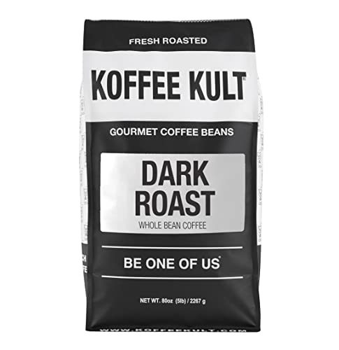 Koffee Kult Dark Roast Whole Bean Coffee - Small Batch Gourmet Aromatic Artisan Blend 100% Arabica Coffee Organically Sourced (Dark Roast, 80 Ounces) #TOP1