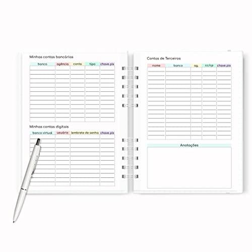 Caderno Controle Financeiro Planner Capa Flork Fechamento Com Elástico