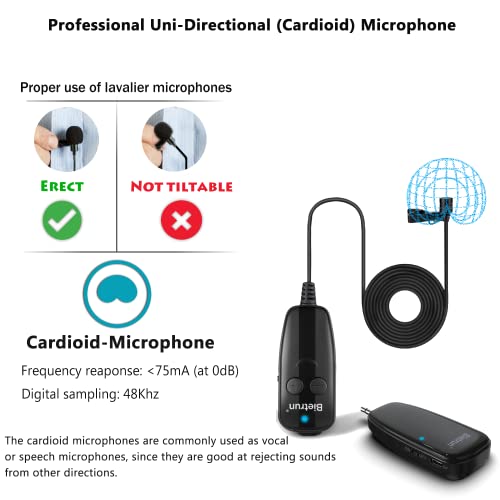 Wireless Lavalier Lapel Microphone For Dslr Camera/Gopro Video Recording, 164 Ft Range, Rechargeable＆6 Hrs Working, Plug And Play Uhf Portable Cardioid Clip-On Cordless Mic With 1/8 Inch Trrs Output #TOP5