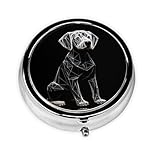 WBQLSL Abstrakte Hunde-Skizze gemusterte runde Medikamentenbox mit 3 Fächern, leichte und tragbare Medizin-Aufbewahrungsbox