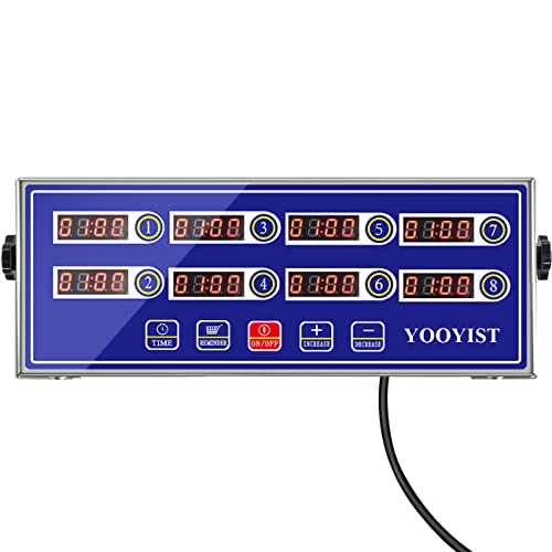 YOOYIST Professional Commercial 8 Channel Multiple Kitchen Timers Digital Calculagraph Programmable Loud for Restaurant Food Fryer Baking Cooking Stainless Steel Heavy Duty