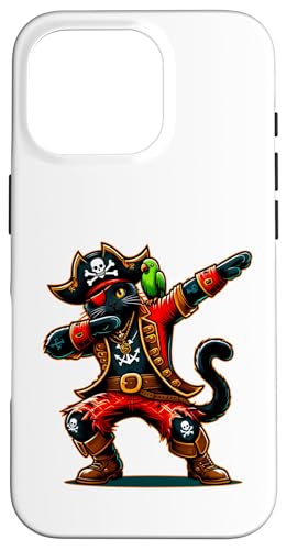 Black Cat Dabbing Dab Parrot Funny Halloween Pirate Costume �X�}�z�P�[�X iPhone 16 Pro �p