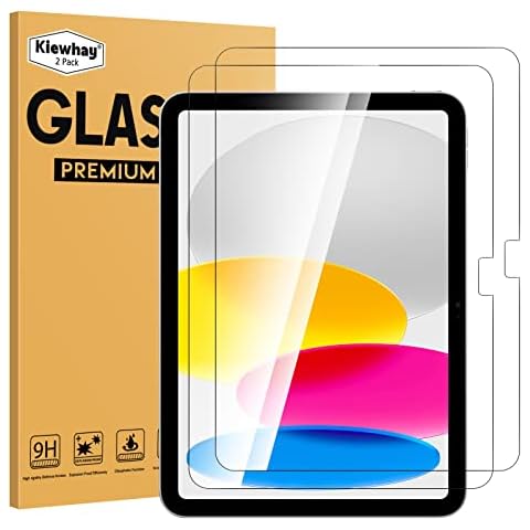 Kiewhay Tempered Glass Screen Protector Compatible with iPad 10th Generation 2022 10.9 Inch, [Not for iPad Pro] [9H Hardness] [No Bubbles] [Easy Installation] 99.99% HD Tempered Glass Film - 2 Pack Cover