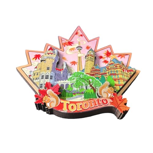 Imán decorativo de madera Toronto Canada 3D miniatura 2