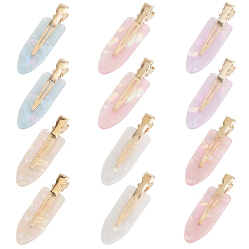 KQDRAVINE 12 Barettes Cheveux Femme – Pince Plate Cheveux Sans Trace, Pince À Cheveux Plate Pour Maquillage, Soin Visage & Coiffure, 6 Couleurs