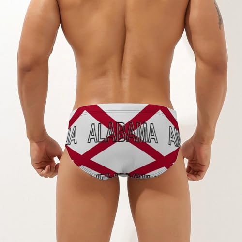 Flag of Alabama State Men's Swimsuit Bikini Briefs Sexy Swim Underwear Stretchy Briefs Quick Dry Swimwear M4