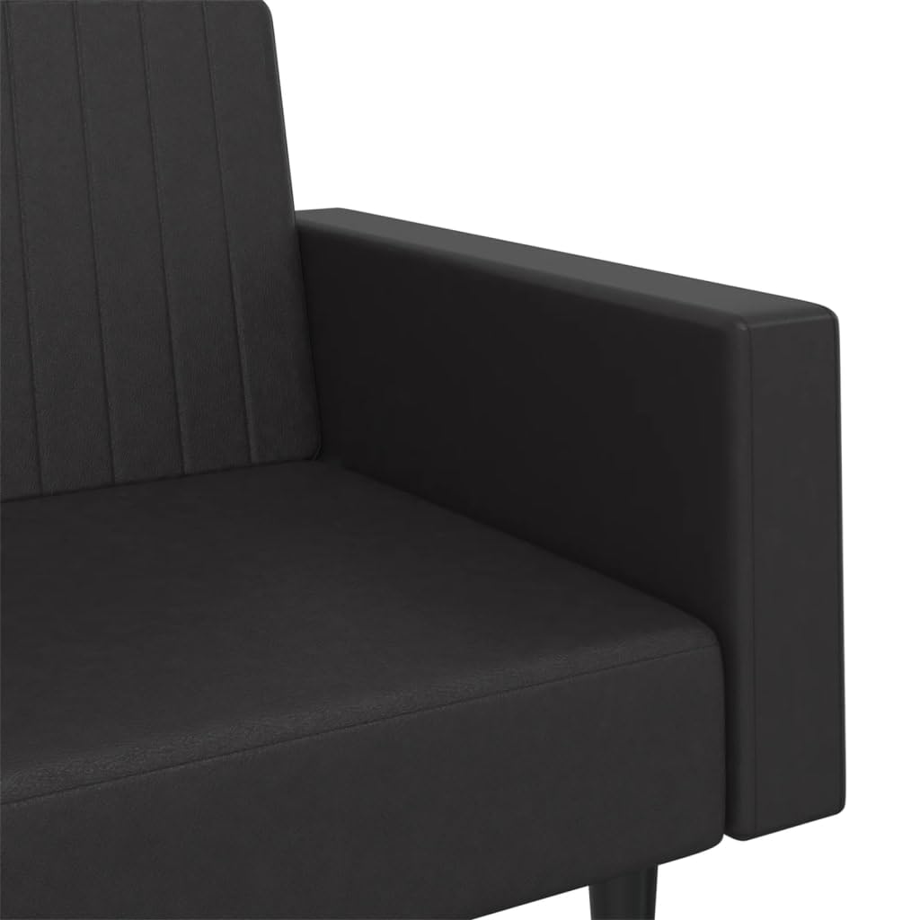 vidaXL Sofá Cama de 2 plazas Cuero sintético Negro