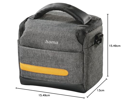 Hama Kameratasche „Terra“ aus Recycling-Polyester (Fototasche f&uuml;r Digitalkamera 15,5 x 10 x 13 cm, zum Umh&auml;ngen als Schultertasche, G&uuml;rtelschlaufe f&uuml;r Bauchtasche, Variable Inneneinteilung) grau