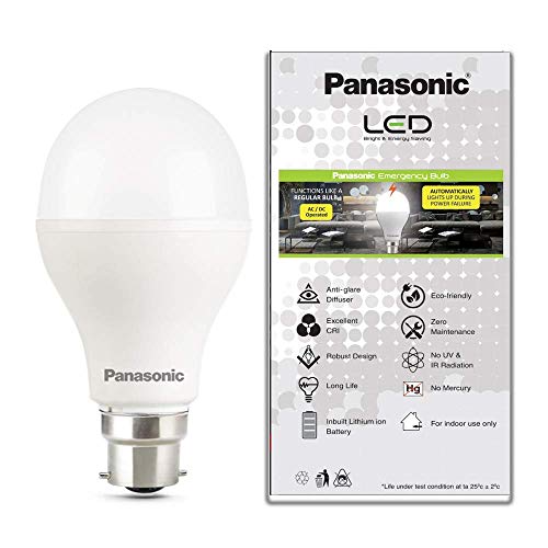 Image of Panasonic Inverter Bulb 7 Watt Rechargeable Emergency LED Bulb for Home Base B22 (Cool Day Light, Pack of 3, White)