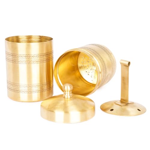 Image of KCL Brass Traditional South Indian Filter Coffee Maker for Home & Office, Drip Coffee Brewer with Antique Golden Finish, Kaapi Drip Decoction Maker - 300ml