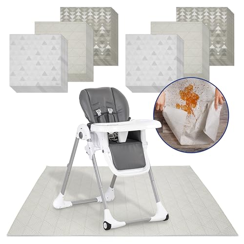 Image of Graco Baby Disposable Splat Mats - 60 Count, 47 inch x 40 inch, Biodegradable Floor Protector for Mealtime, Under High Chair, Home & Restaurant Use, Port Design