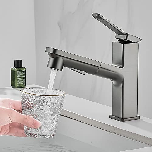 Robinet de lavabo en laiton massif gris mat haute qualité durable