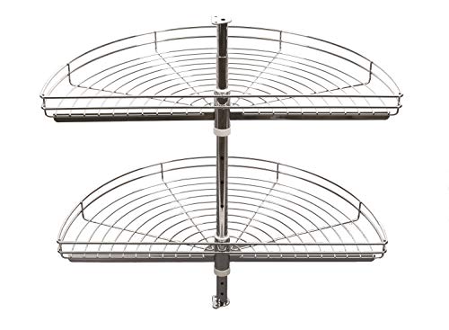 REJS Half Kitchen Cabinet 180 Degree Corner Carousel Storage System (Chrome, Ø600)