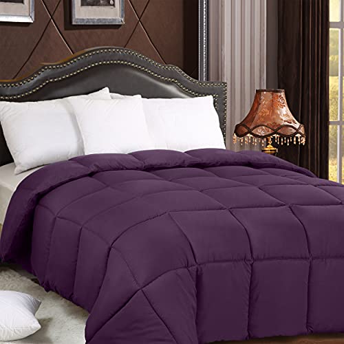 Utopia Bedding Comforters King Size, All Season Duvet Insert, Down Alternative Box Stitched Bed Comforter with Corner Tabs, Machine Washable (Plum)