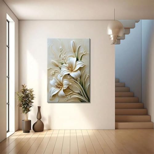 Décoration abstraite impressionniste de lys tableau 3D haut de gamme - 4